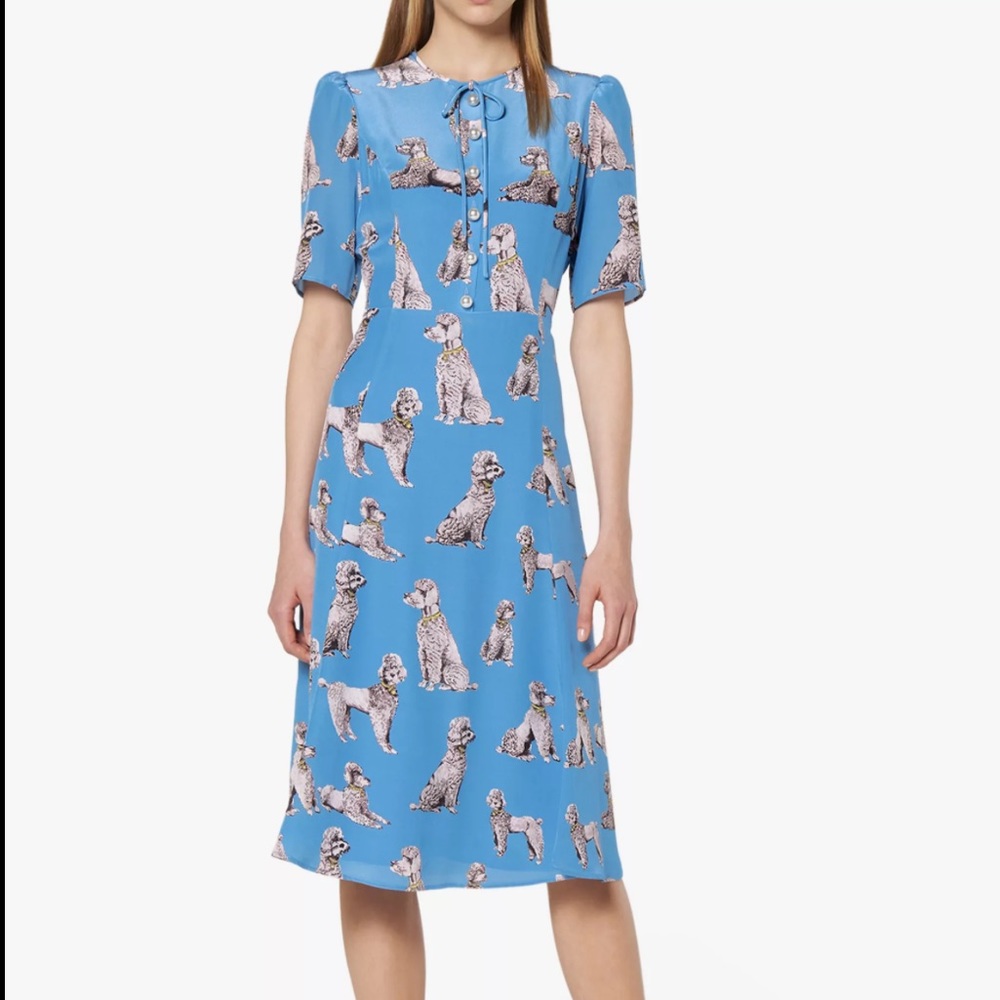 L.K.Bennett Crawford Dog Print Silk Dress (US size 4, UK size 8)